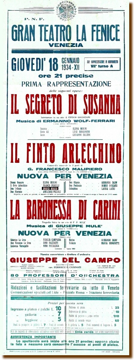 Venezia 18 gennaio 1934 - "Il Finto Arlecchino" 