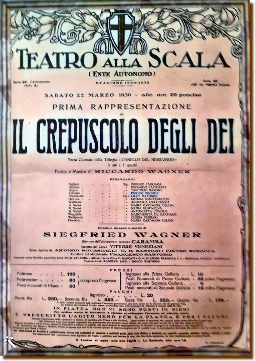 Milano 22 marzo 1930 - "Il Crepuscolo degli Dei" 