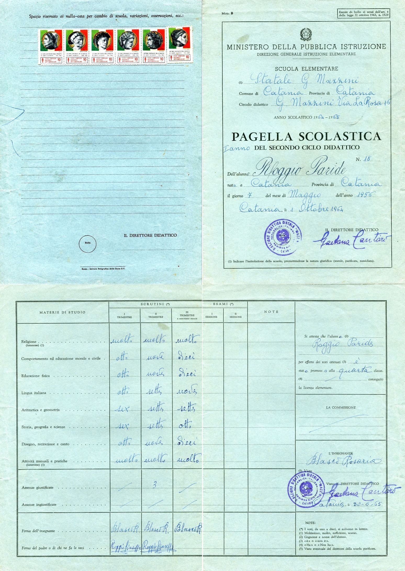 Terza Elementare Roggio Paride 