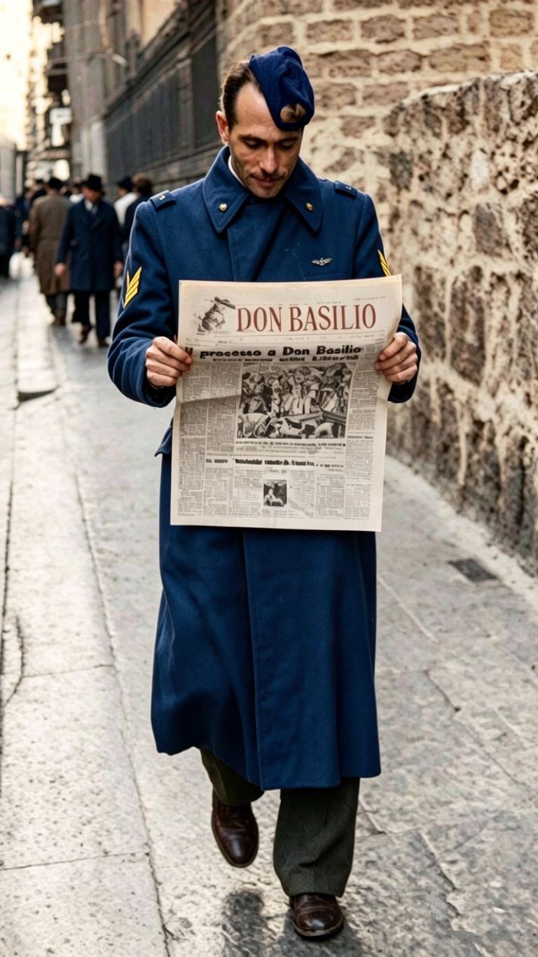 PALERMO 1946 - Giuseppe ROGGIO legge il settimanale satirico Don Basilio  