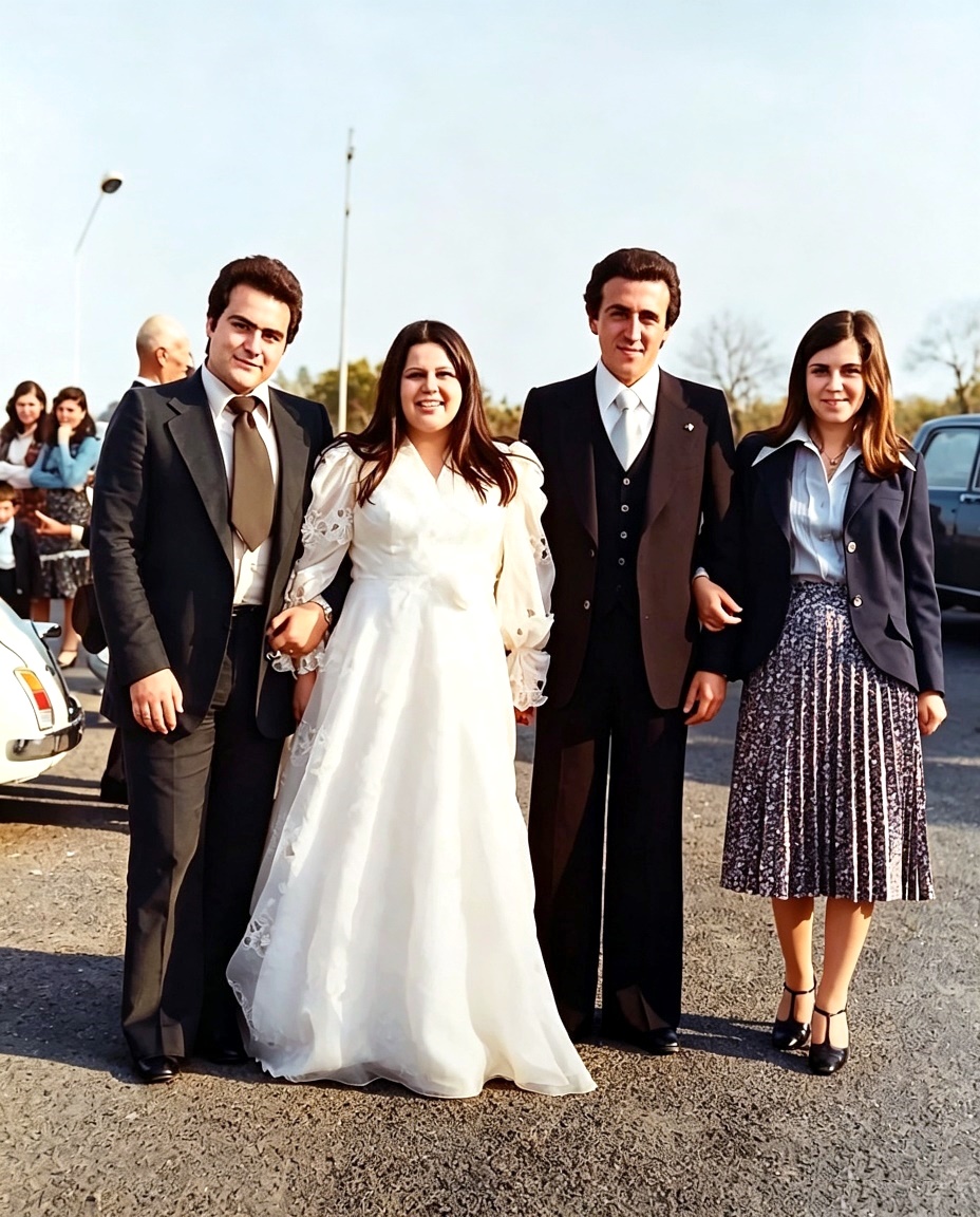 7 Aprile 1976 - Catania: Matrimonio di Palmina & Gianni con Roggio Paride, Vincenzino Palmina, Anastasi Gianni e Orlandini Pina  