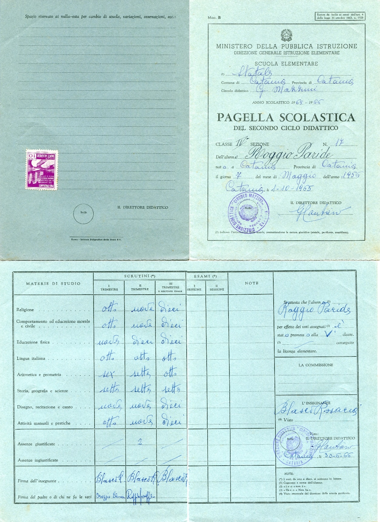 Quarta elementare Roggio Paride 