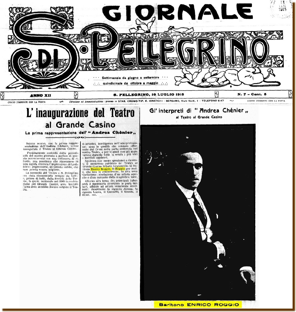 S.Pellegrino 10 luglio 1915 - Teatro al Grande Casino 