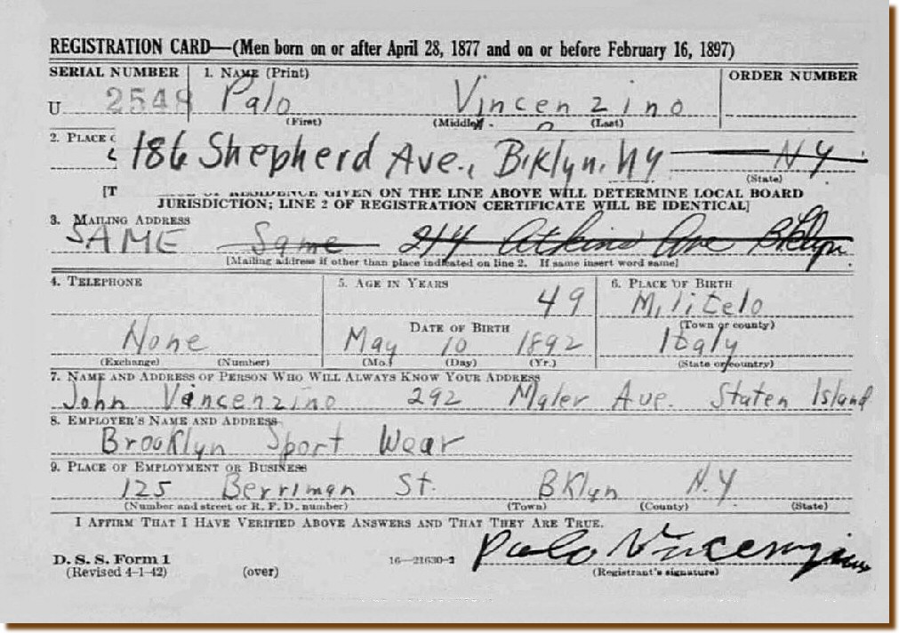 CARTA DI REGISTRAZIONE VINCENZINO Paolo 