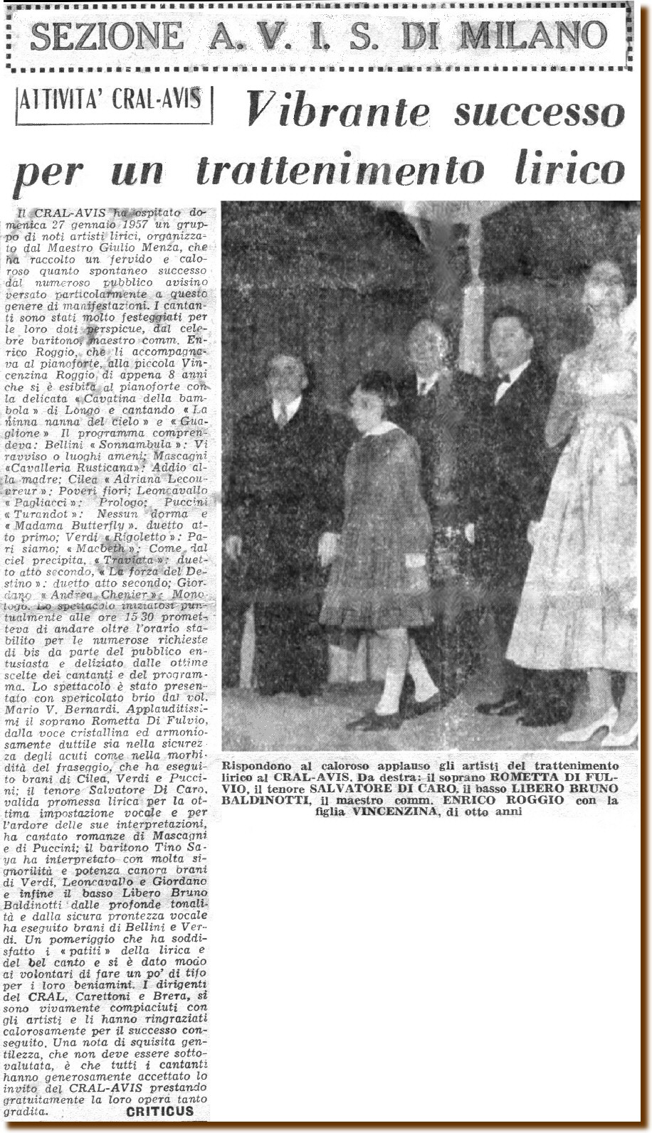 Milano 27 gennaio 1957 - Esse o Esse - Articolo tratto dal Periodico Ufficiale Mensile  dell'AVIS marzo 1957 